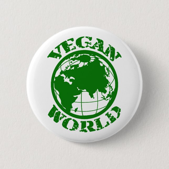 Vegan World 6 Cm Round Badge (Front)