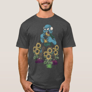 Vegan Zombie Eat Sunflowers Funny Halloween Vegeta T-Shirt