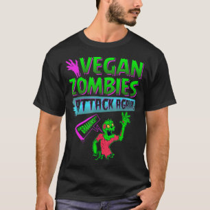 Vegan Zombies Attack Again, Funny Vegetarian Hallo T-Shirt