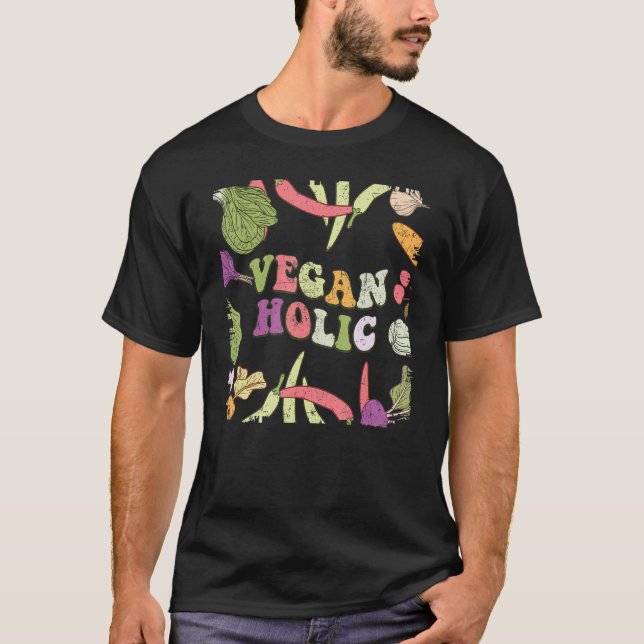 Veganholic World Vegetarian Day Veggies  Vegan T-Shirt (Front)