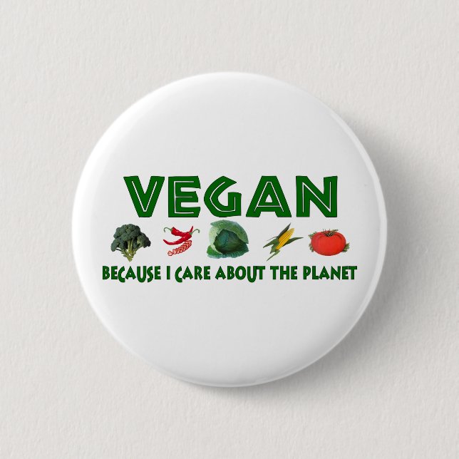 Vegans For The Planet 6 Cm Round Badge (Front)