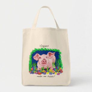 Vegans make me happy Grocery Tote Bag
