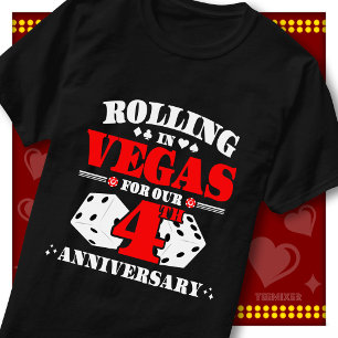 Vegas 4th Anniversary Couple Casino Rolling Dice T-Shirt