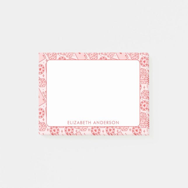 Vegas Aesthetic Pink Personalised Casino  Post-it Notes (Front)