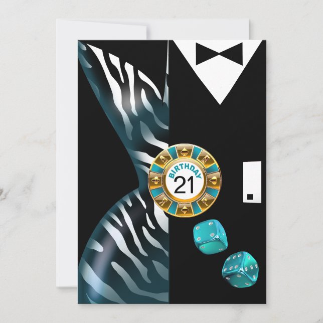 Vegas Art Deco Zebra Swank 21st Birthday Invitation (Front)