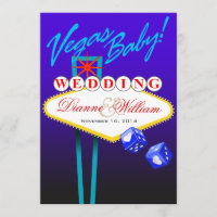 Vegas Baby! Wedding Save the Date blue