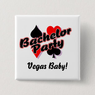 Vegas Bachelor Party 15 Cm Square Badge