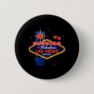 Vegas Bachelor Party Married in Vegas Groom Bride 6 Cm Round Badge