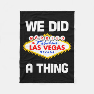 Vegas Bachelor Party Married in Vegas Groom Bride Fleece Blanket