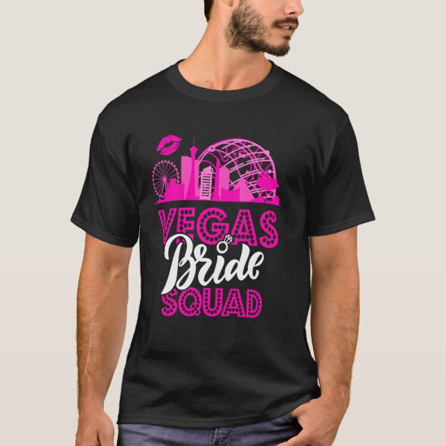 Vegas Bride Squad 2025, Married in Vegas Bachelore T-Shirt (Front)