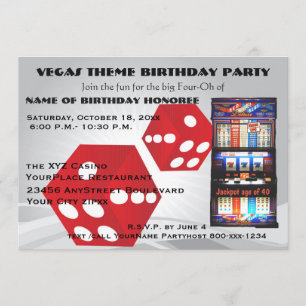 Vegas Casino Theme Adult Birthday Party Invitation