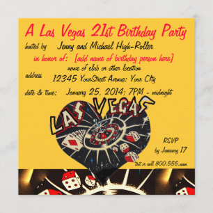 Vegas Casino Theme Twenty-first Birthday Party Invitation