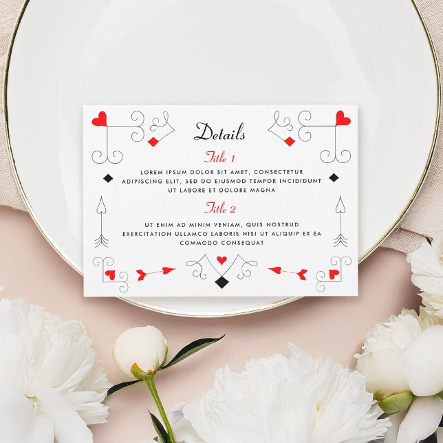 Vegas Cupid's Hearts and Diamonds 2 sided Details  RSVP Card (Creator Uploaded)