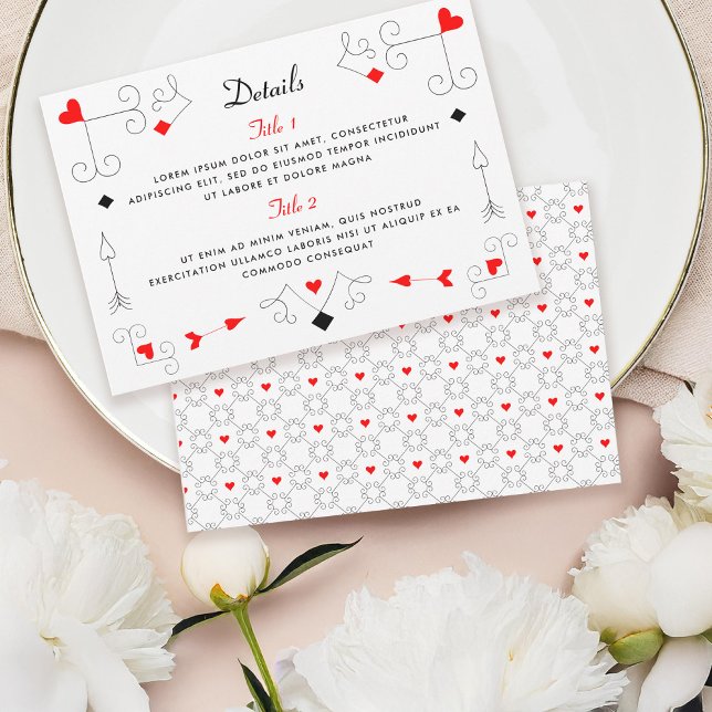 Vegas Cupid's Hearts and Diamonds Wedding Details RSVP Card (Creator Uploaded)