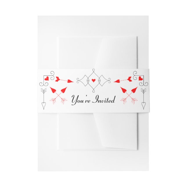 Vegas Cupid's Hearts Diamond Wedding Invitation Belly Band (Front Example)