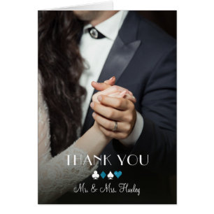 Vegas Destiny Blue Glitter Photo Thank You Note