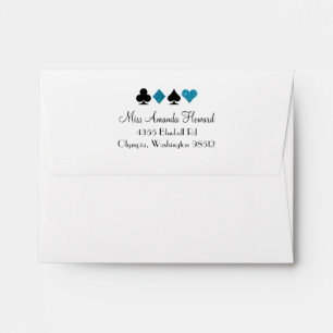 Vegas Destiny Blue Glitter Wedding Invitation Envelope