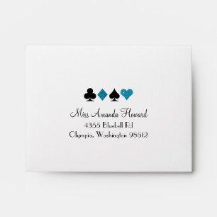 Vegas Destiny Blue Glitter Wedding Reply Envelope