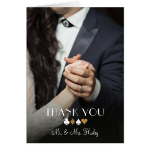 Vegas Destiny Gold Glitter Photo Thank You Note