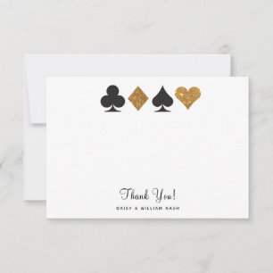 Vegas Faux Gold Glitter Flat Thank You Card