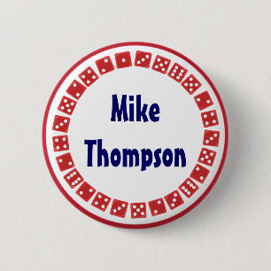 Vegas Game Night Dice Name Tag 6 Cm Round Badge