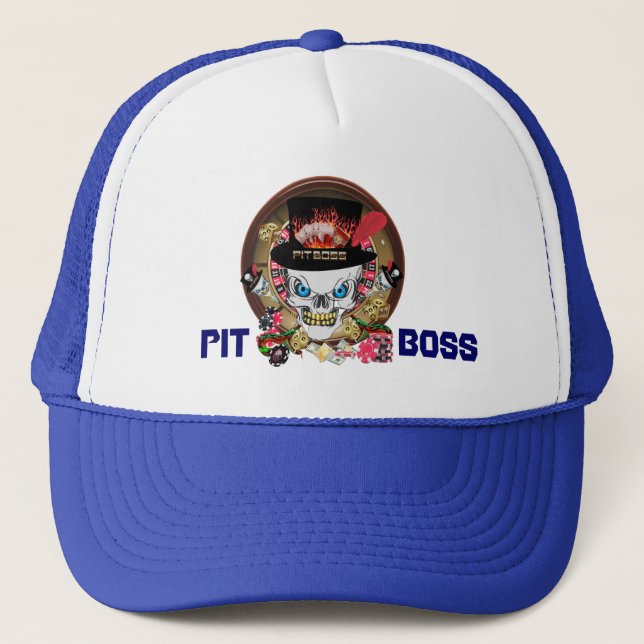 Vegas Pit Boss 1 All styles View Hints Below Trucker Hat (Front)