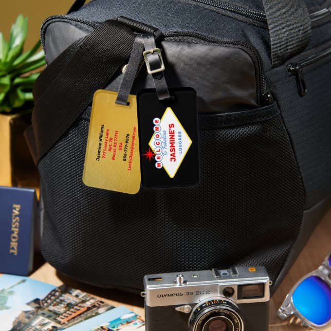Vegas Sign Casino Theme Luggage Tag (Front & Back)
