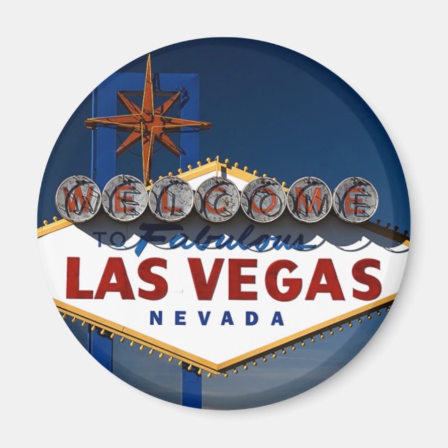 Vegas Sign Dusk Magnet (Front)