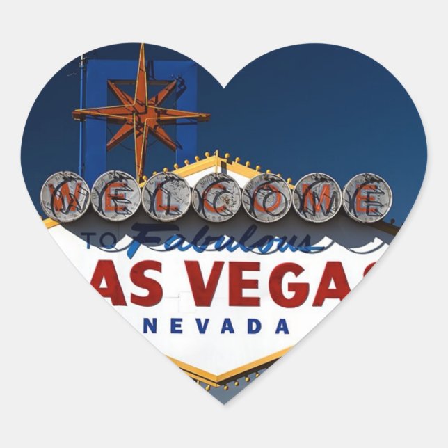 Vegas Sign Dusk Wedding Hearts Heart Sticker (Front)
