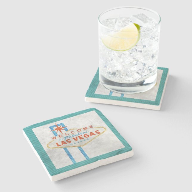 vegas sign grunge stone coaster (Side)