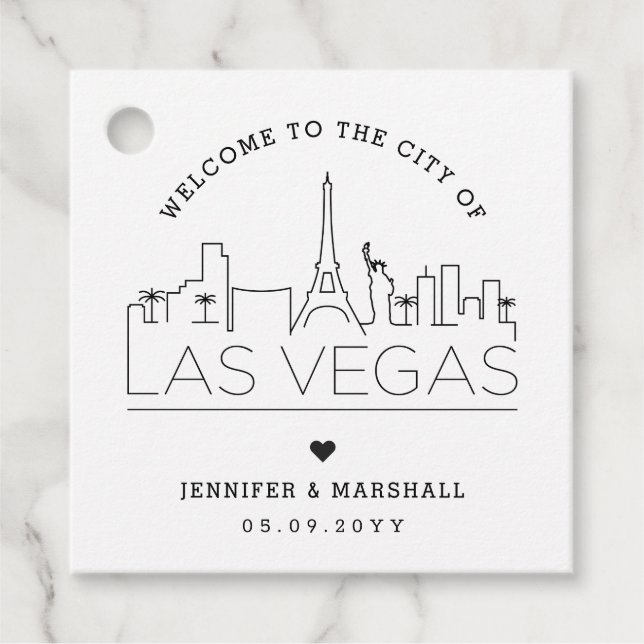 Vegas Skyline | Wedding Welcome Favour Tags (Front)