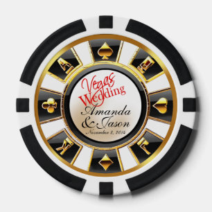 Vegas Wedding Casino white black gold Poker Chips