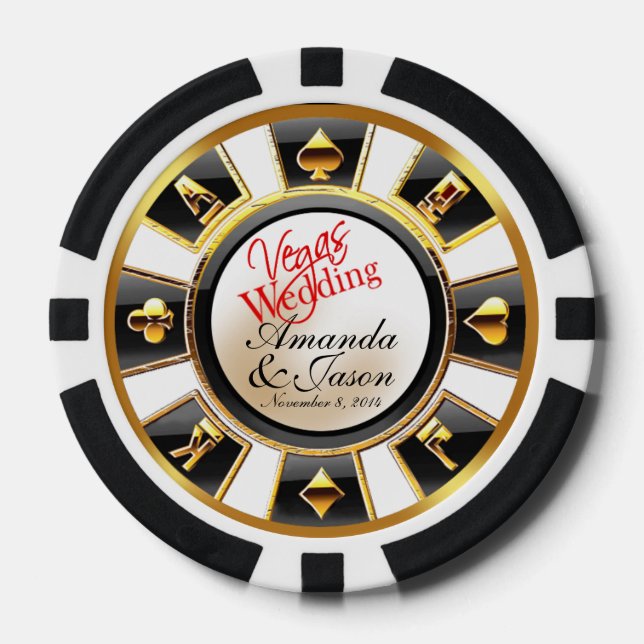 Vegas Wedding Casino white black gold Poker Chips (Front)