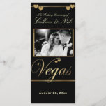 Vegas Wedding Program Template<br><div class="desc">Dramatic and elegant black background with gold Vegas and two hearts. Great Save the Date Las Vegas cards for the Nevada bound couple!. Easily edit for your own wedding program. Simply add your own photo and text and make your own Vegas wedding program. Can be customised any way you like...</div>