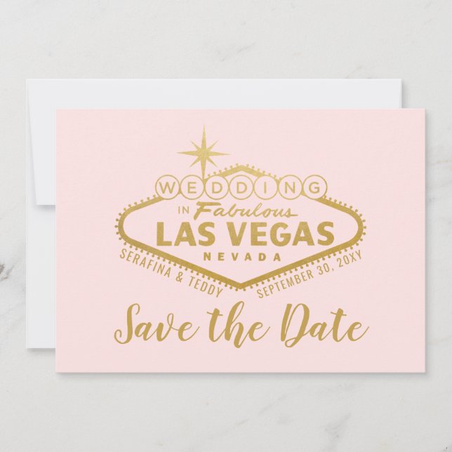 Vegas Wedding Sign Photo Save The Date (Front)