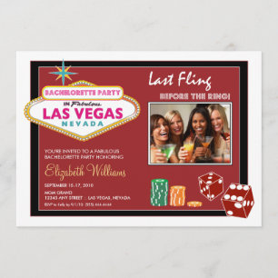 Vegas Weekend Bachelorette Party Invite (crimson)