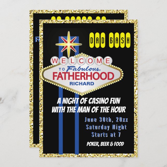 Vegas Welcome to Fabulous Fatherhood  Baby Shower Invitation (Front/Back)