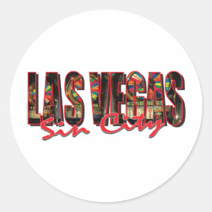 VEGAS WORD and Sin City Classic Round Sticker