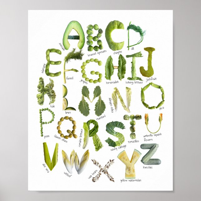 Vegetable Alphabet - Eat your Greens Kids Veggie  Poster (Front)