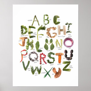 Vegetable Alphabet for Veggie nursery - Food ABC Poster