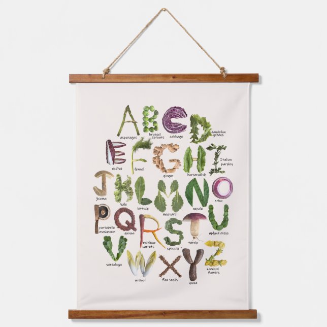 Vegetable Alphabet for Veggie themed nursery  Hanging Tapestry (Front)