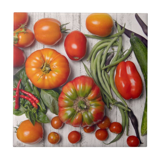 Vegetable and Herb Harvest Ceramic Tile (Front)