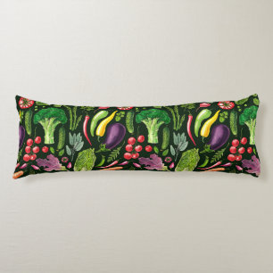 Vegetable and herbs garden harvest on black body cushion