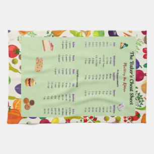 Vegetable Baking Measurement Conversion Chart Tea Towel