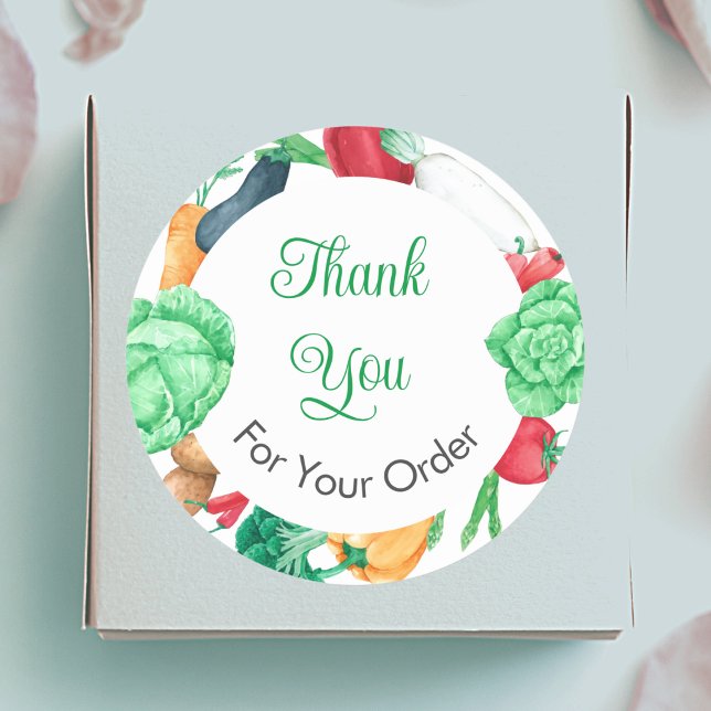 Vegetable Border Thank You For Your Order  Classic Round Sticker (Creator Uploaded)