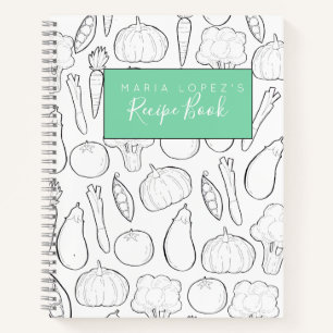Vegetable doodle outline cook book recipe book