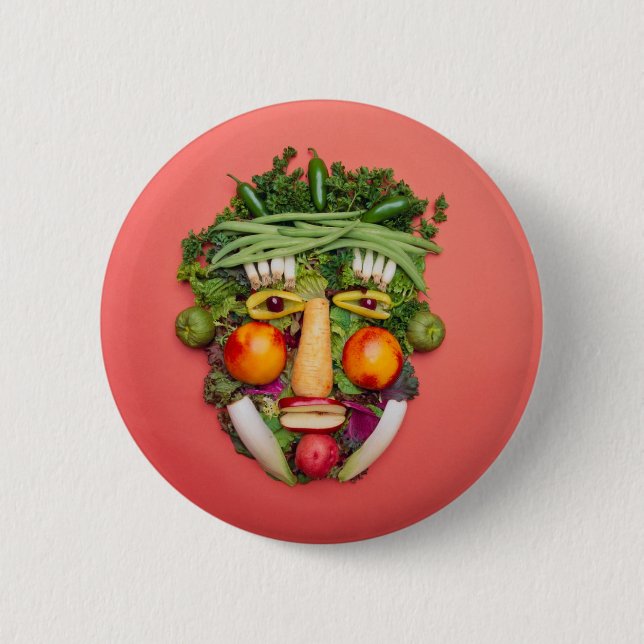 Vegetable Face 6 Cm Round Badge (Front)