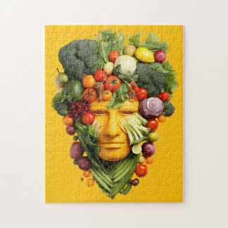 Vegetable Face Art | Creative Vegan Food Portrait  Jigsaw Puzzle