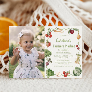 Vegetable Farmers Market Birthday Photo Invitation