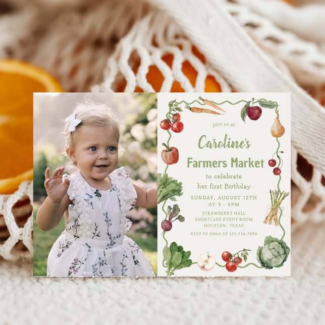 Vegetable Farmers Market Birthday Photo Invitation (Creator Uploaded)